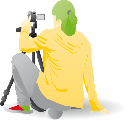 Grafik Film drehen Jugendliche mit Kamera – Illustration für Video- und Medien-Workshops